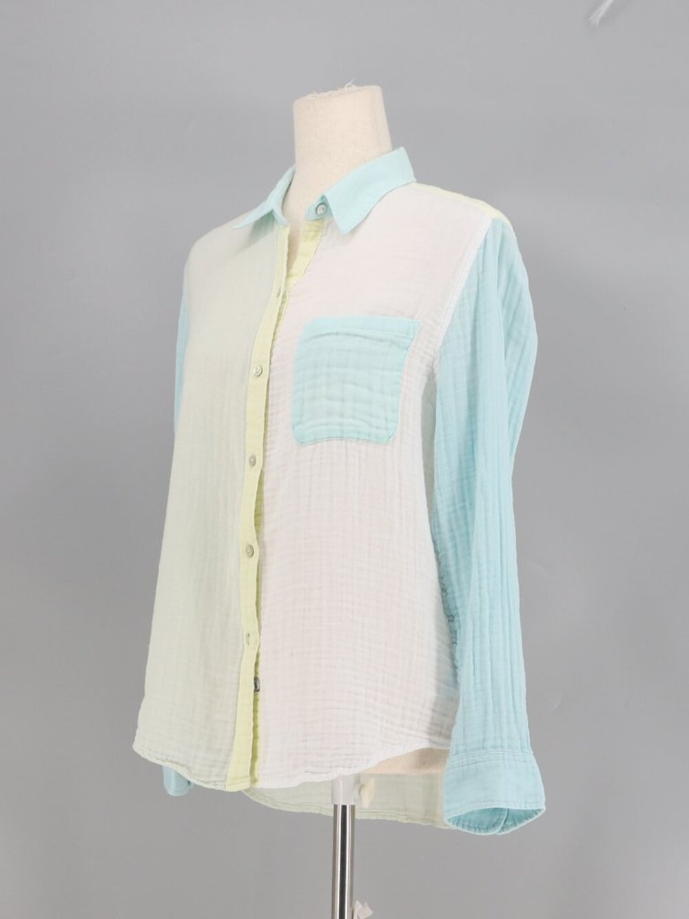 RAILS Ellis Mint Cotton Gauze Colorblock Button Down Shirt Size S - Picture 2 of 6